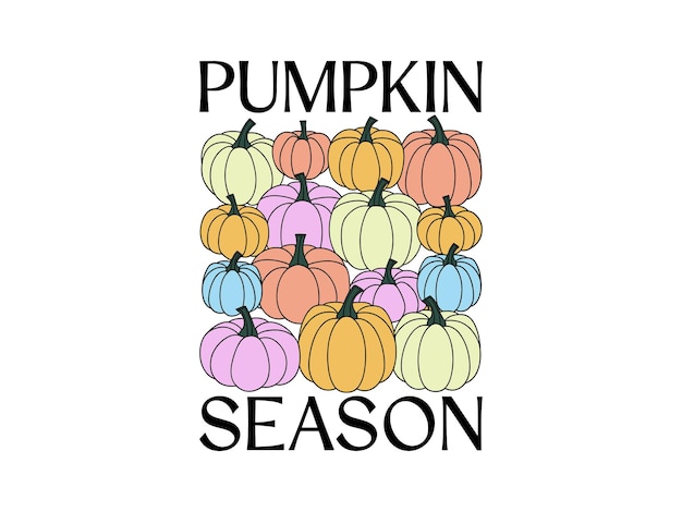 La temporada de calabazas, la cosecha de otoño, los colores pastel, el diseño vectorial lindo.