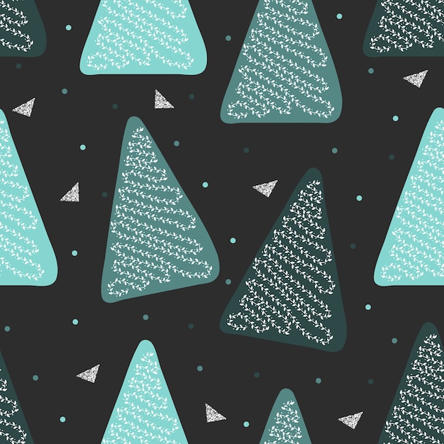 Temporada de Navidad perfecta con forma de árbol de pino con fondo de patrón de triángulo de brillo