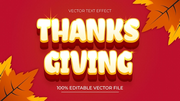 Temporada de otoño de Acción de Gracias 3D Efecto de texto editable