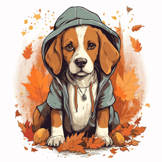 temporada de otoño con el perro