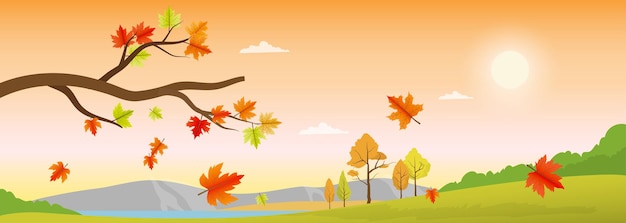 Vector temporada de paisaje de paisaje de otoño