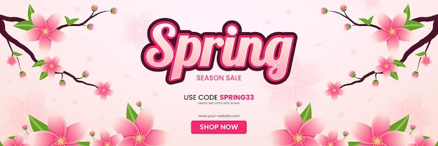 temporada de primavera con flores de cerezo promociones de pancartas horizontales