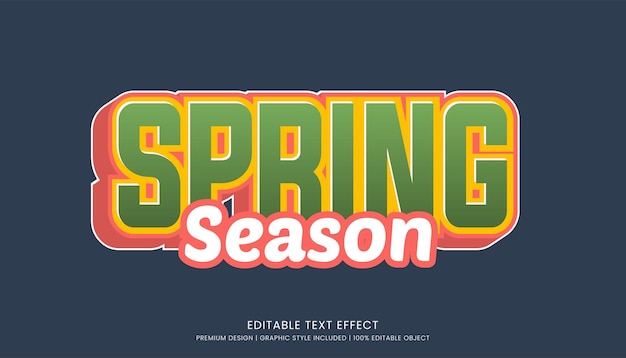 temporada de primavera plantilla de efecto de texto 3D editable tipografía en negrita y estilo abstracto