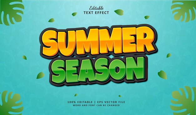 Temporada de verano Efecto de texto editable Estilo 3d en negrita Moderno