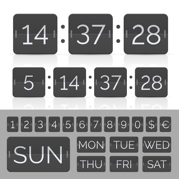 Vector temporizador de cuenta regresiva negro y números de marcador.