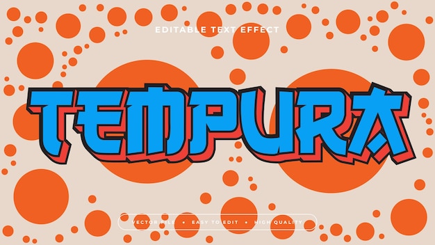 Tempura azul naranja y beige efecto de texto 3D editable estilo de fuente Japón efecto de texto japonés