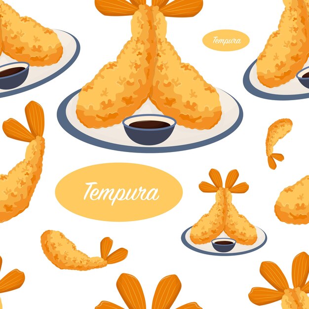 Tempura de patrones sin fisuras. Fondo de comida asiática.