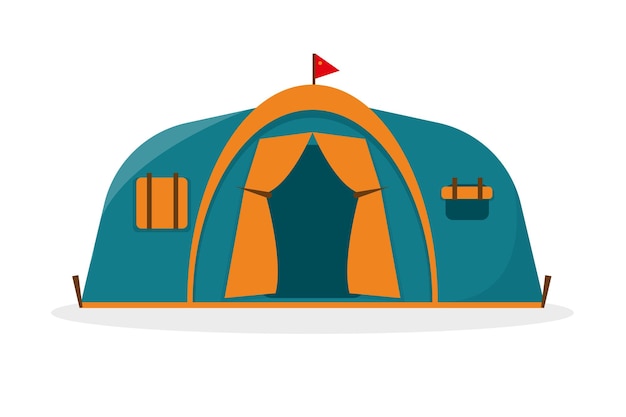 Tenda de campamento turística sobre un fondo blanco