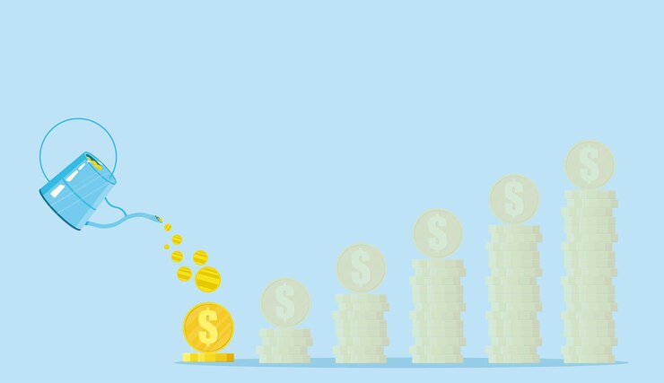 Vector la tendencia alcista del oro o del dinero riego del oro al inicio de la inversión