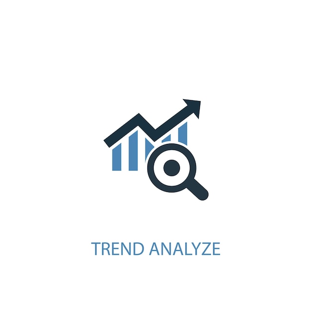 Tendencia analizar concepto 2 icono de color. Ilustración simple elemento azul. tendencia analizar concepto símbolo diseño. Se puede utilizar para UI / UX web y móvil