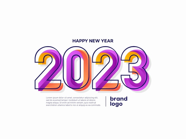 tendencia colorida moderna del tipo de logotipo de año nuevo 2023