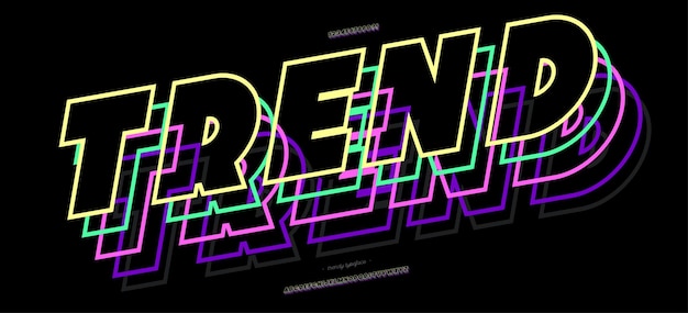 Tendencia de la fuente tipografía moderna estilo 3D