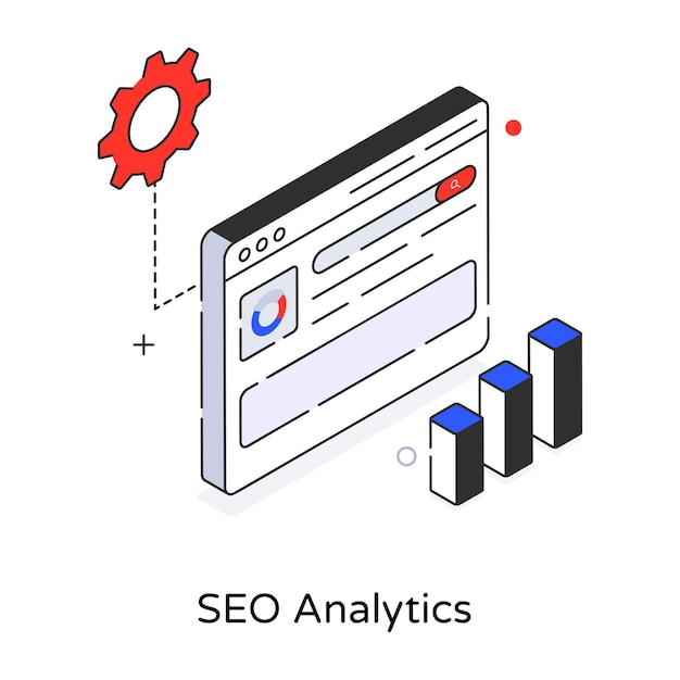 Tendencia icono de línea 3d de análisis seo