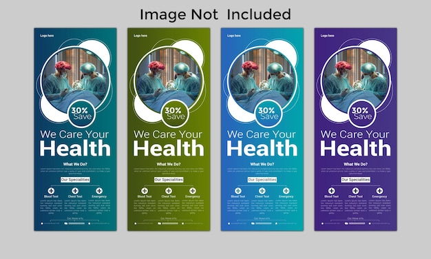 tendencia médica apilada y enrollable plantilla de diseño de banner diseño de archivo vectorial