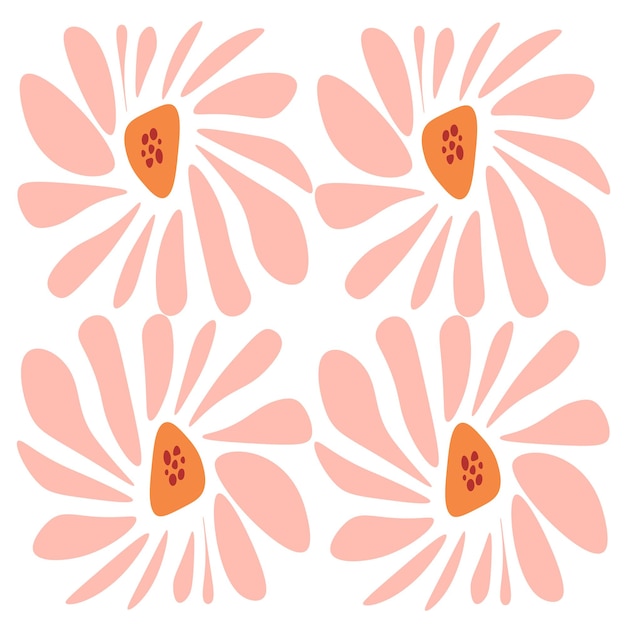 Tendencia de moda de formas abstractas, paleta pastel, estilo hippie 60s 70s. Flores del elemento Matisse.