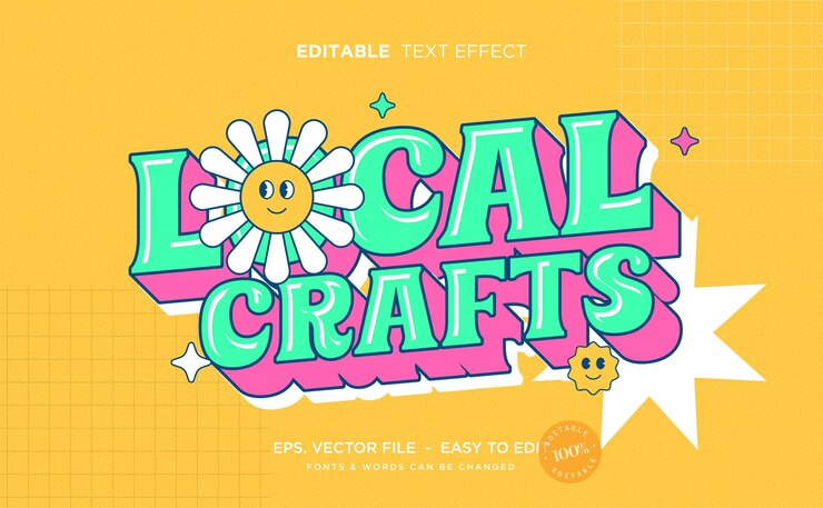 Vector tendencia retro y2k efecto de texto editable
