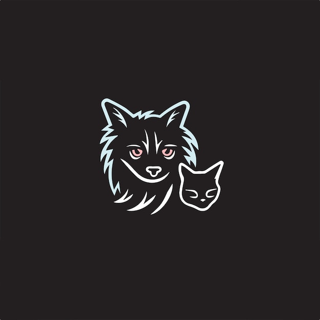 Tendencias Imagen vectorial del logotipo de perro y gato en ilustración de stock blanca