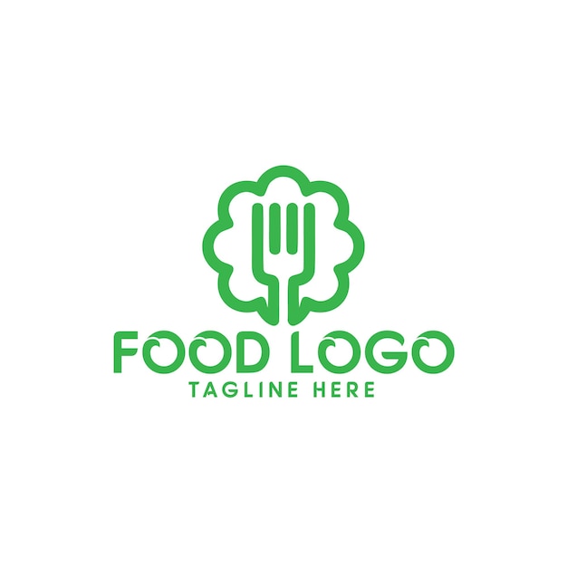 Tenedor y cuchara dentro de círculos Concepto de catering Ilustración de vector de línea plana