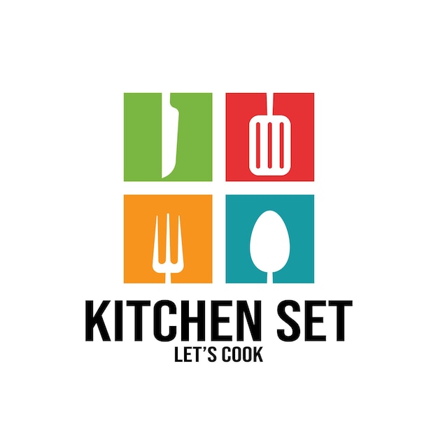 Tenedor y cuchara kithcen set icono vector ilustración diseño de plantilla