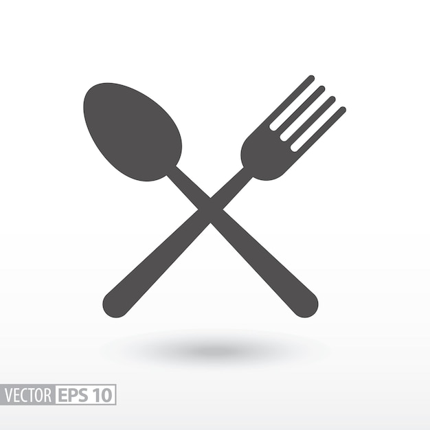 Vector tenedor y cuchara plana icono signo comida