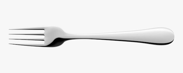 Tenedor de plata Tenedor de metal brillante de acero inoxidable aislado sobre fondo blanco Maqueta de utensilios de cocina Ilustración vectorial 3d realista Utensilios de cocina para comer vajilla para servir en restaurante