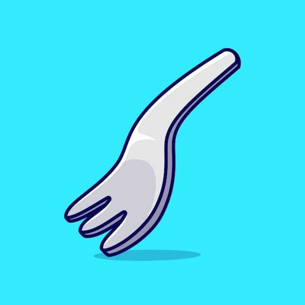 Tenedor simple caricatura vector ilustración cocina concepto icono aislado