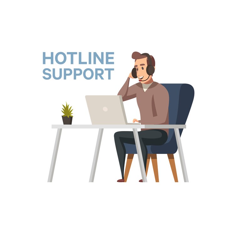 Vector tengo una pregunta . línea directa operador profesional de soporte técnico con auriculares trabajando en computadora. call center en el trabajo. ilustración de diseño plano. diseño cuadrado.