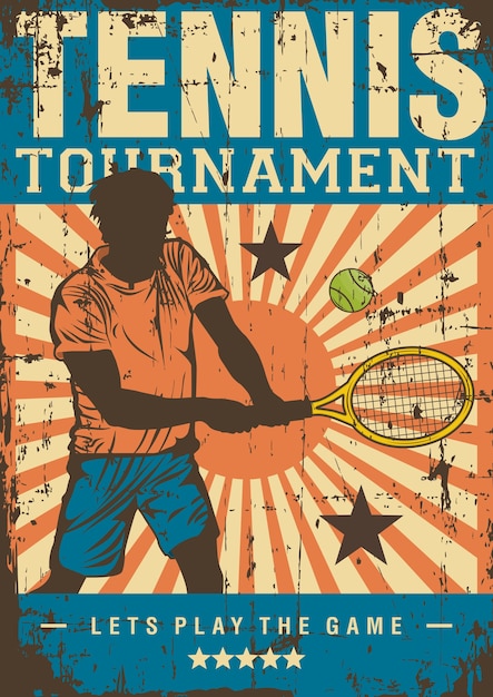 Vector tenis sport retro pop art poster señalización