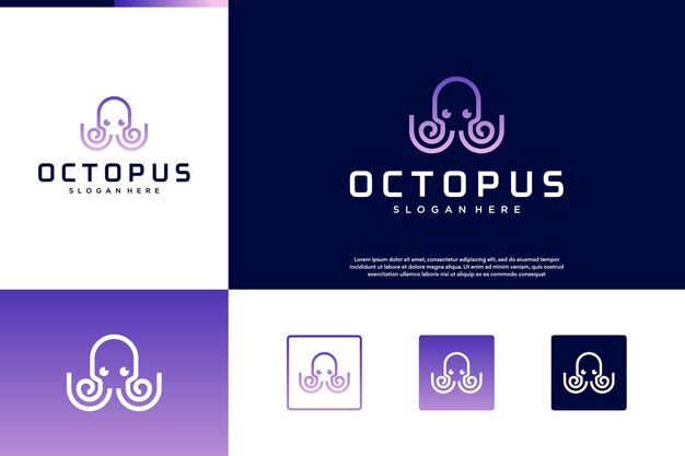 tentáculos de pulpo logotipo moderno con el concepto de servicio de investigación tecnológica ilustración de diseño vectorial