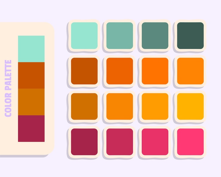 Vector teoría del color marrón chocolate azul claro teoría del color paleta de colores rgb diseño de coincidencia de colores y