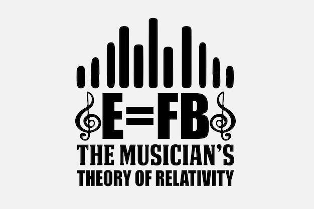 La teoría musical de la relatividad se muestra en letras negras.