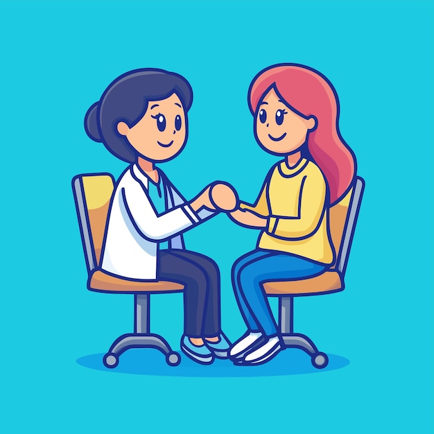 Terapeuta lindo que da apoyo emocional Vector de dibujos animados