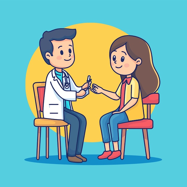 Terapeuta lindo realizando un examen físico Vector de dibujos animados