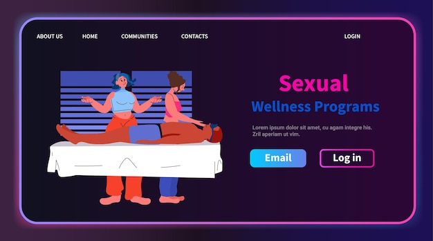 Vector terapeutas profesionales de masajes masajean el cuerpo de jóvenes programas de bienestar sexual concepto de sexualidad humana