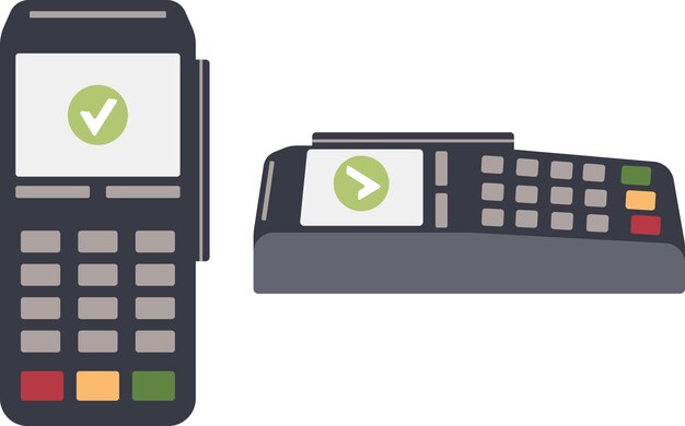 Terminal de pago sin contacto para tarjetas de crédito Ilustración vectorial dibujada a mano