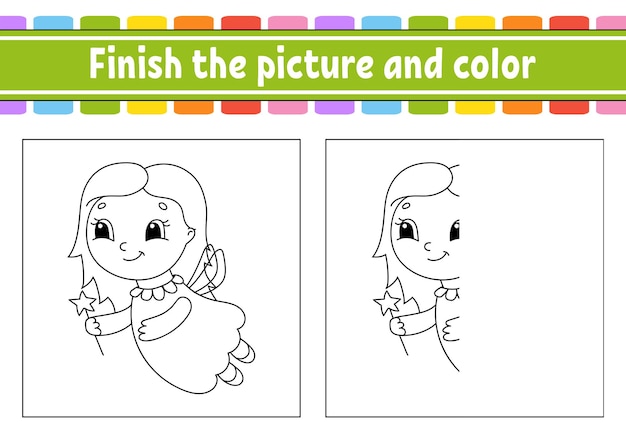 Terminar la imagen y el color Para la educación de los niños Hoja de trabajo de actividad