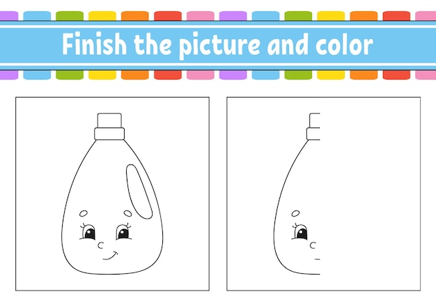 Termine la imagen y el personaje de dibujos animados en color aislado sobre fondo blanco Para la educación de los niños Hoja de trabajo de actividad