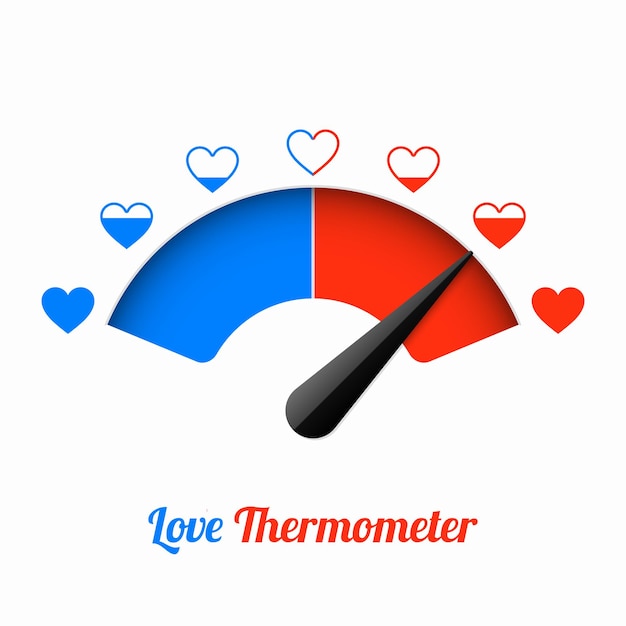 Vector termómetro de amor, elemento de diseño de tarjeta de san valentín