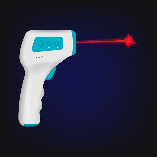 Vector termómetro electrónico termógrafo infrarrojo sin contacto temperatura corporal seguridad aislado sobre fondo blanco ilustración vectorial