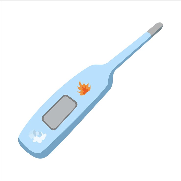 Vector el termómetro es azul y mide la temperatura o la temperatura, así como los cambios en las ilustraciones vectoriales de temperatura