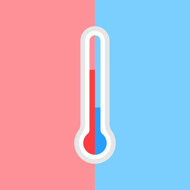 termómetro frío y caliente en la ilustración de vector de estilo plano