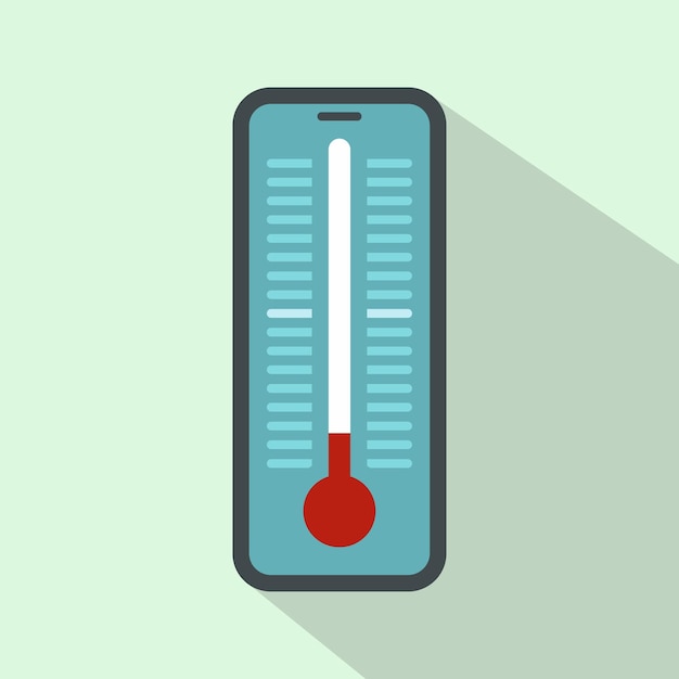Vector termómetro para icono exterior en estilo plano con largas sombras