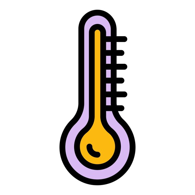Termómetro en el icono de la sala de vapor Termómetro de contorno en el ícono vectorial de la habitación de vapor Color plano aislado