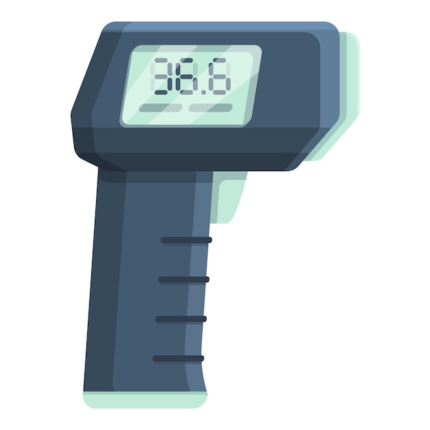 Termómetro láser con icono de números Caricatura de termómetro láser con icono de vector de números para diseño web aislado sobre fondo blanco