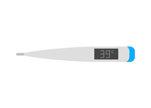 Vector termómetro médico electrónico de vector celsius para medir la fiebre 39