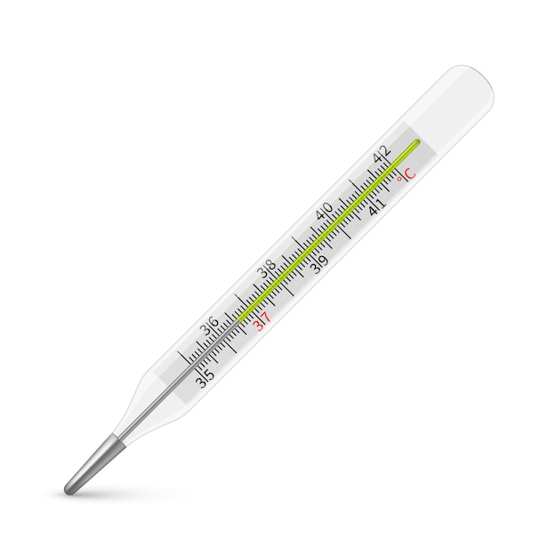 Termómetro médico de mercurio. instrumento de temperatura de diagnóstico para el cuerpo humano.