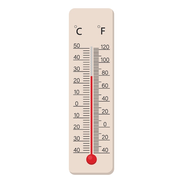 Termómetro meteorológico Fahrenheit y Celsius para medir la temperatura del aire Ilustración vectorial