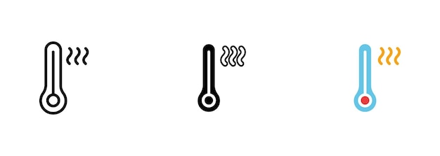 Un termómetro con el símbolo de grado Celsius que muestra la temperatura actual Conjunto vectorial de iconos en línea estilos negros y coloridos aislados