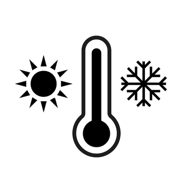 Termómetro con símbolos de frío y calor Icono de sol y copo de nieve