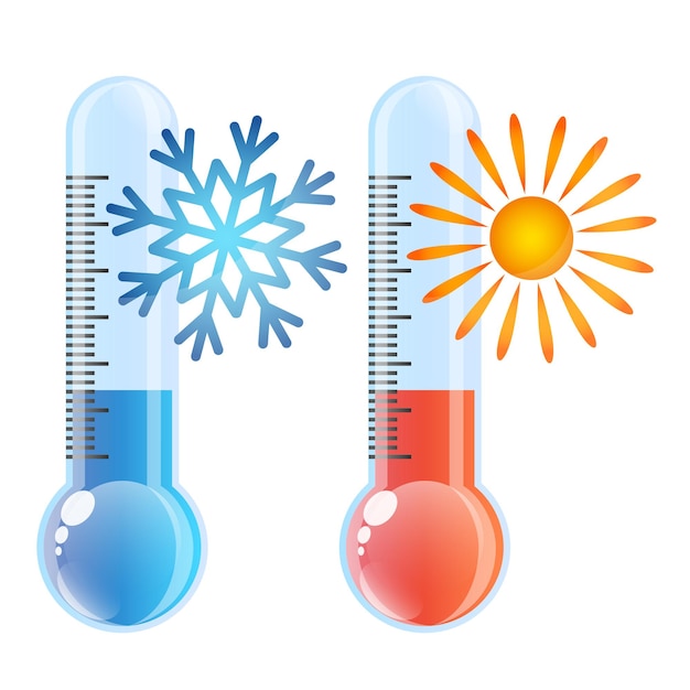 Termómetro sol y copo de nieve aire acondicionado y símbolo de calefacción